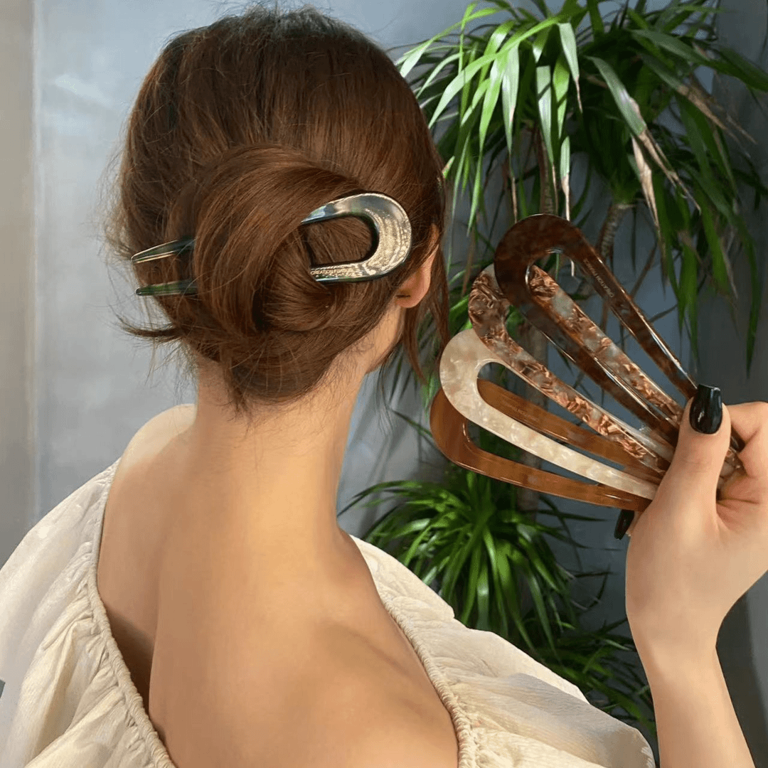 非金属亚克力发饰 气质u型醋酸发簪高级感复古国风现代发钗簪子