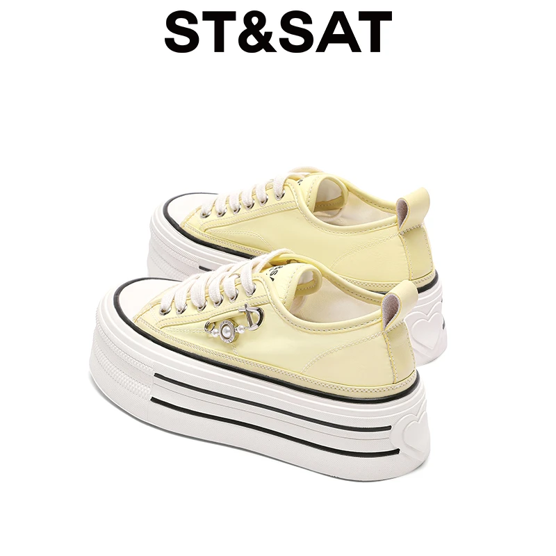 星期六厚底增高小白鞋女2025冬季新款爆款百搭舒适透气时尚帆布鞋