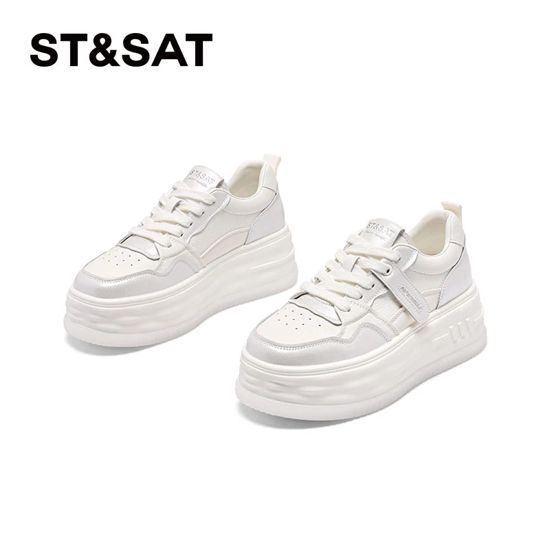星期六时尚百搭厚底小白鞋女2025春季新款增高休闲鞋轻便运动板鞋