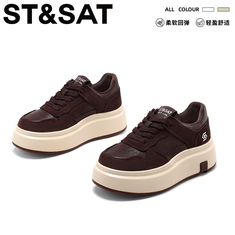 星期六厚底休闲板鞋女款2025冬季新款女鞋百搭真皮煤款轻便德训鞋