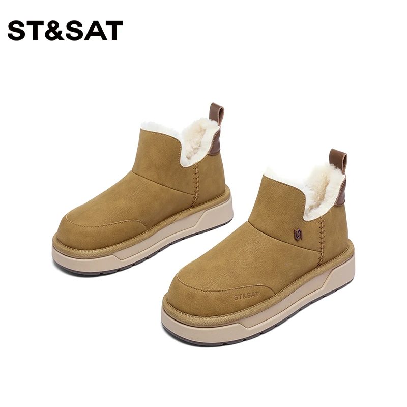 星期六时尚雪地靴2025冬季新款女鞋厚底皮毛一体加绒加厚迪普靴潮