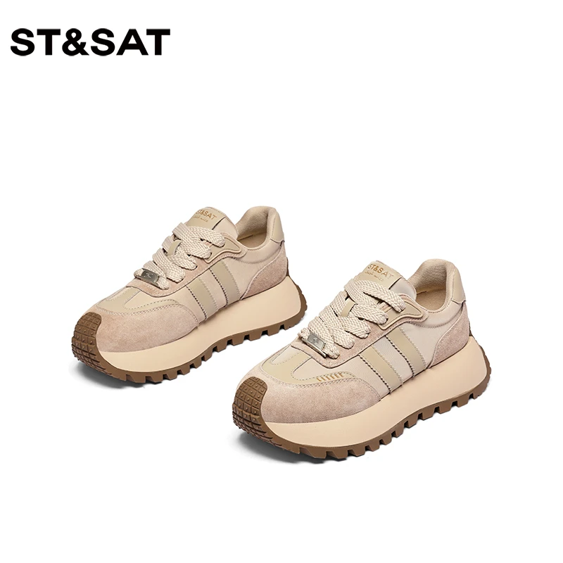 星期六厚底阿甘鞋女2025年秋季新款华夫鞋百搭韩版防滑休闲运动鞋