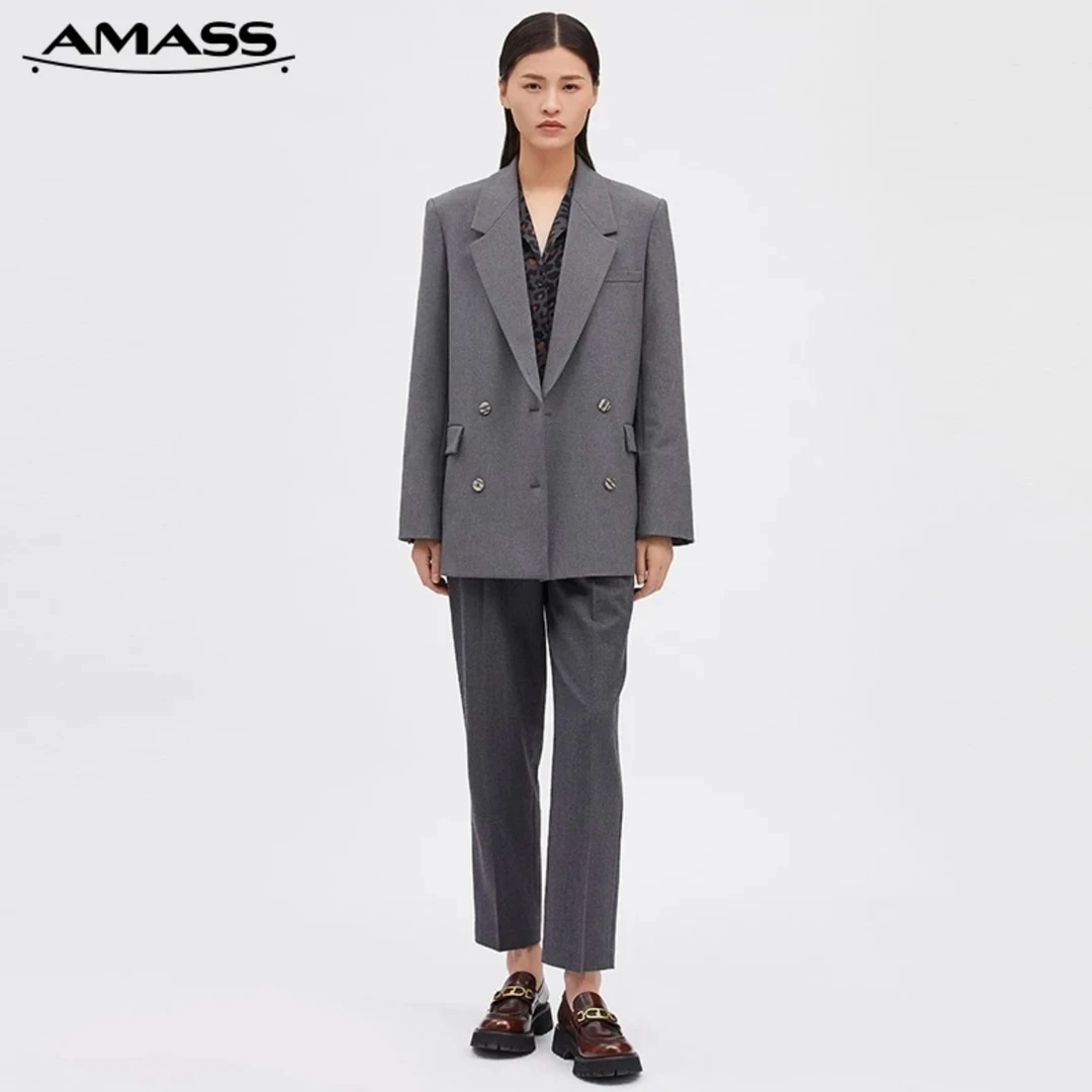 AMASS/阿玛施气质时尚设计感双排扣休闲西装经典外套5400568