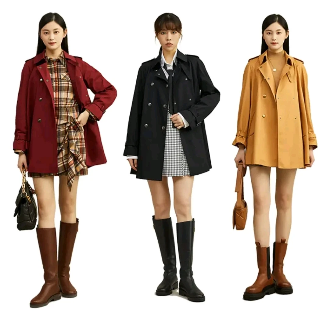 AMASS/阿玛施时尚经典常规通勤中长款收腰双排扣风衣5400631