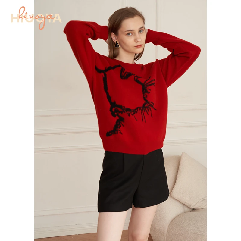 HIUOYA【冬季特惠】时尚圆领套头衫宽松长袖毛衣23473913