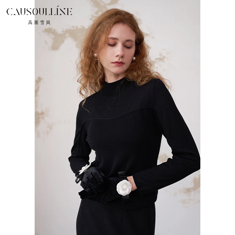 高斯雪岚【不要上架】气质百搭款休闲套头针织衫上衣女24413363