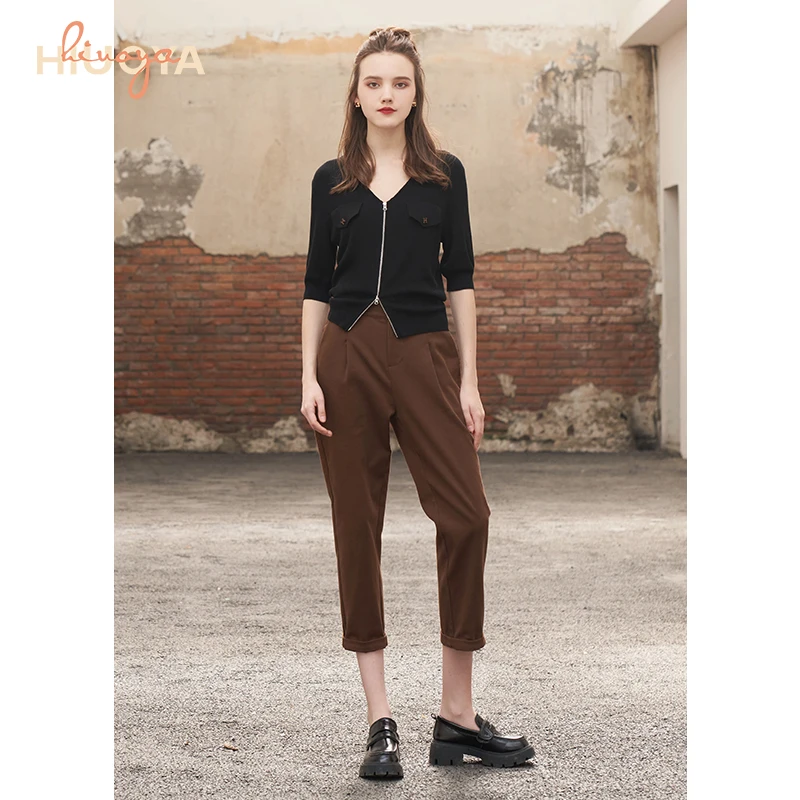 HIUOYA【秋款特惠】时尚休闲上衣通勤纤维显瘦针织23373113
