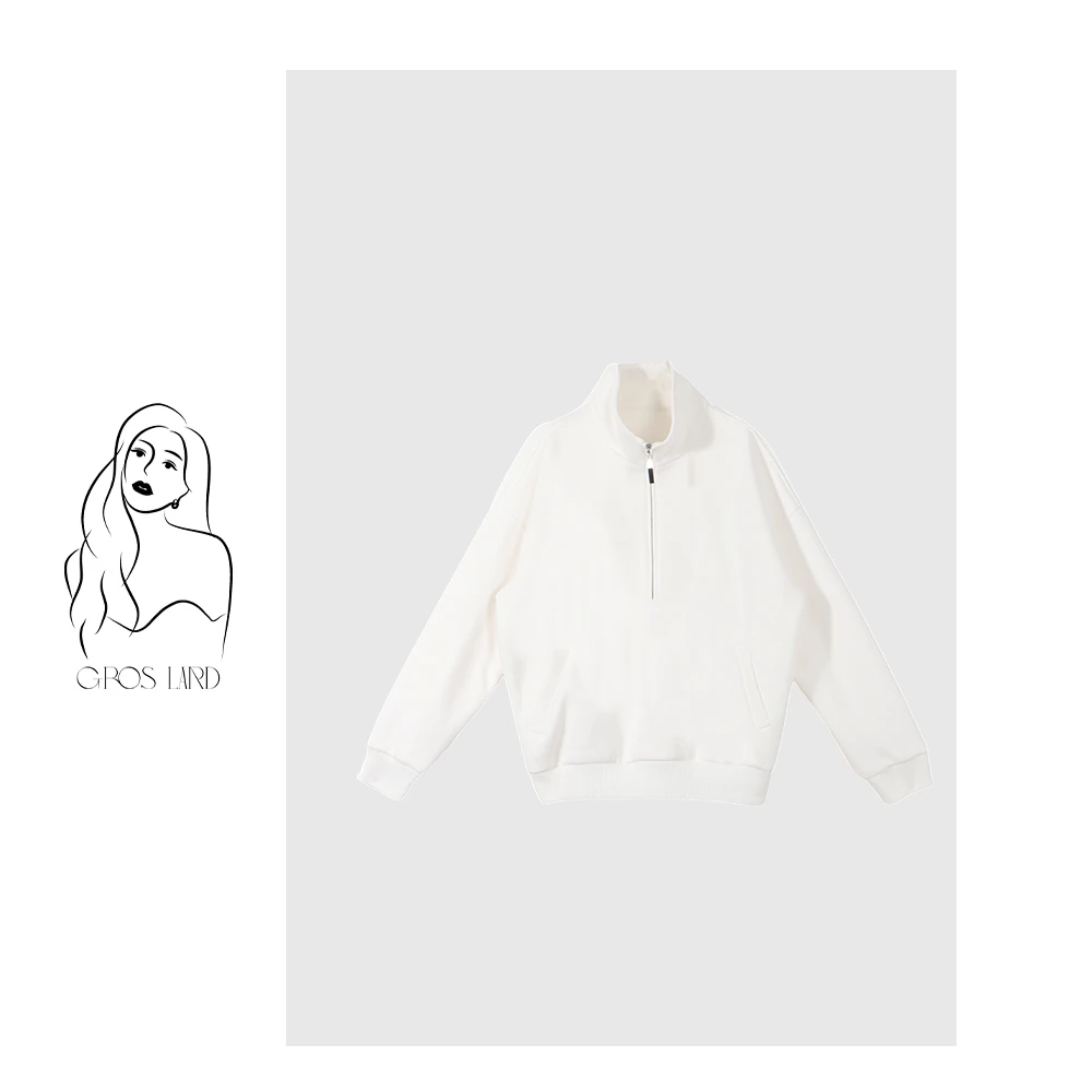 多肉宝贝秋冬厚实半高领拉链外套卫衣女超舒适卫衣微胖MM穿B3016