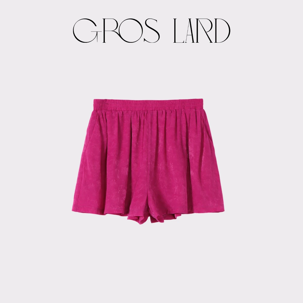 GROS LARD多肉宝贝新中式松紧腰短裤女高腰显瘦阔腿显腿长A610