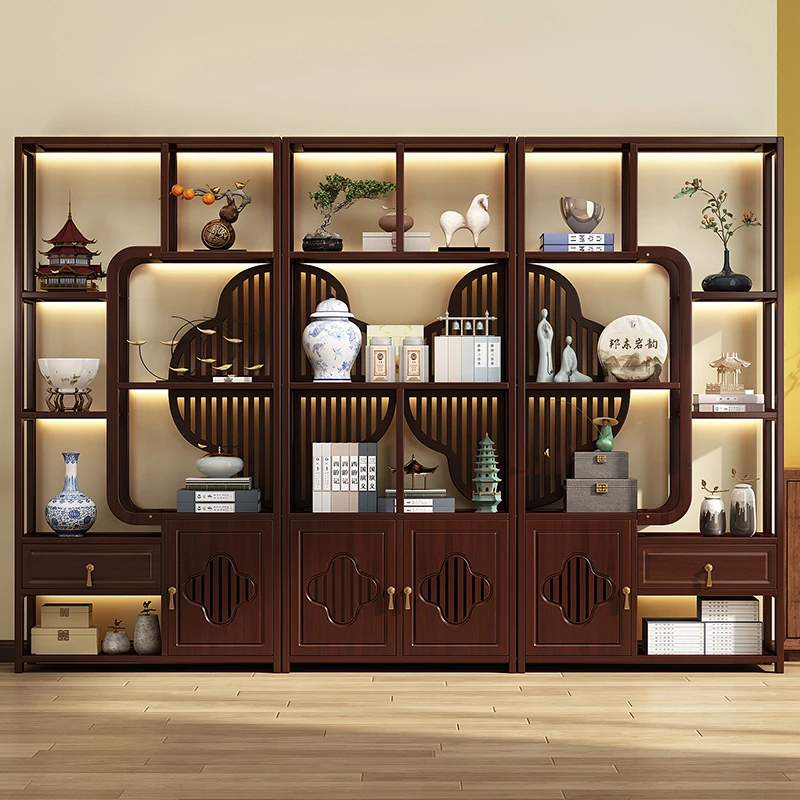 茶柜置物架博古架非实木中式客厅多宝阁茶叶展示架家具茶具收纳架