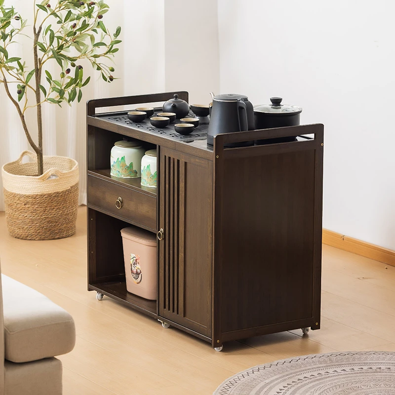 新中式茶桌非实木茶几移动茶台烧水壶一体茶水柜沙发边几2024新款