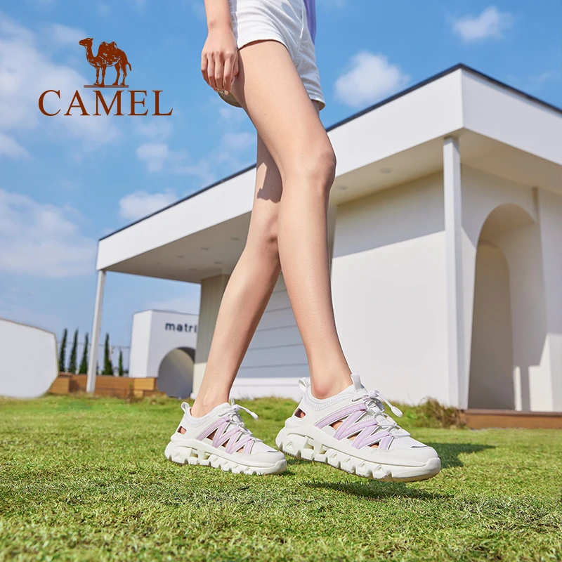 骆驼户外沙滩鞋女士24夏季海边度假透气轻便网面运动包头舒适凉鞋