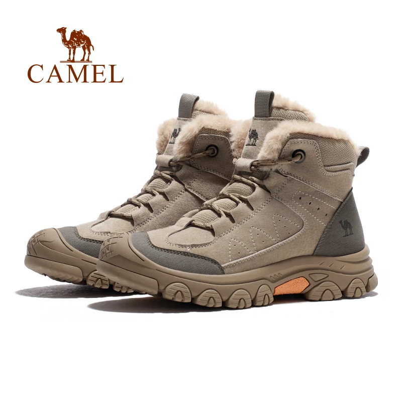 骆驼男鞋高帮棉鞋2025秋冬新款加绒雪地靴男士户外运动登山徒步鞋