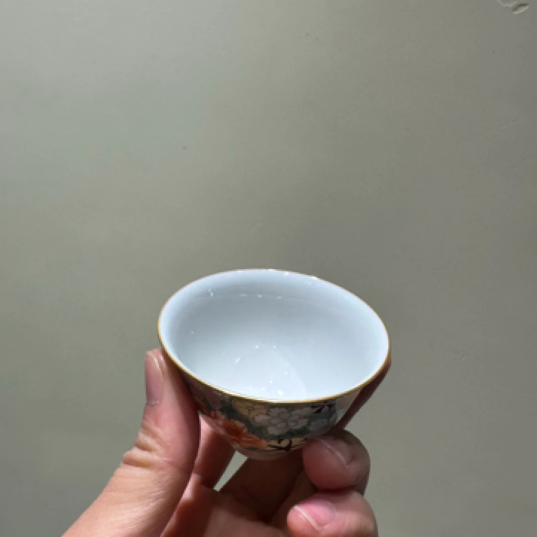 景德镇手工手绘古彩万花主人杯茶杯