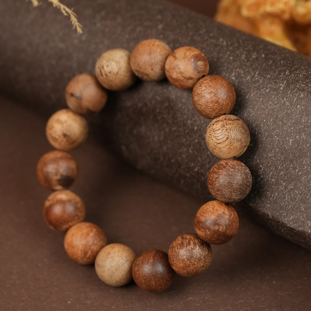 【加里曼丹】天然野生沉香14mm圆珠沉香素圈单圈手串17g