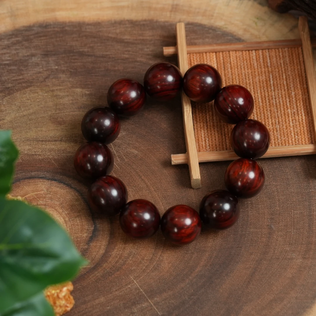 【甜粉专享】正区老料印度小叶紫檀圆珠高密老油18-20mm单圈手串