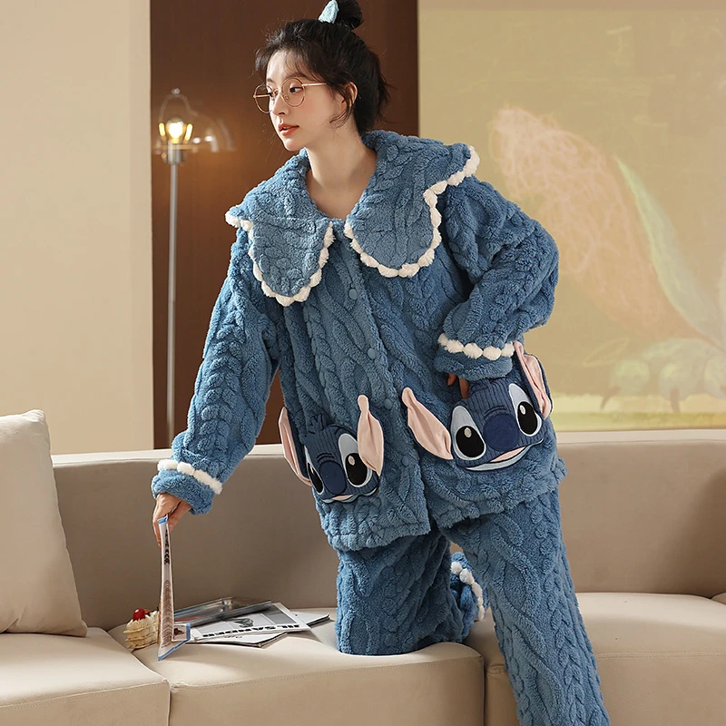 秋冬季珊瑚绒睡衣女加厚法兰绒卡通甜美可爱家居服两件套装 2299