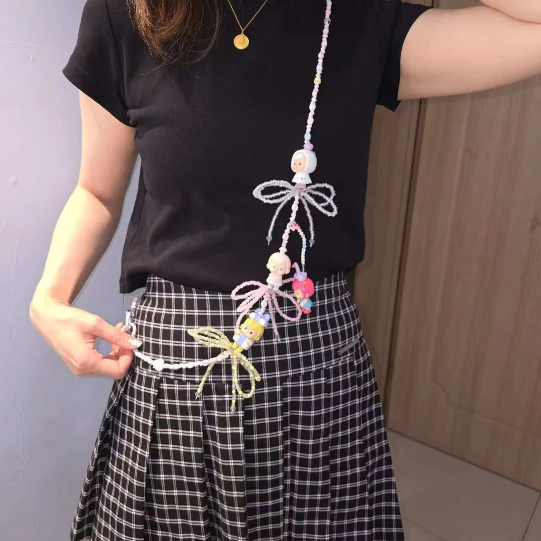 DIY萌粒斜挎手机链精美可爱创意手工串珠包包斜挎链