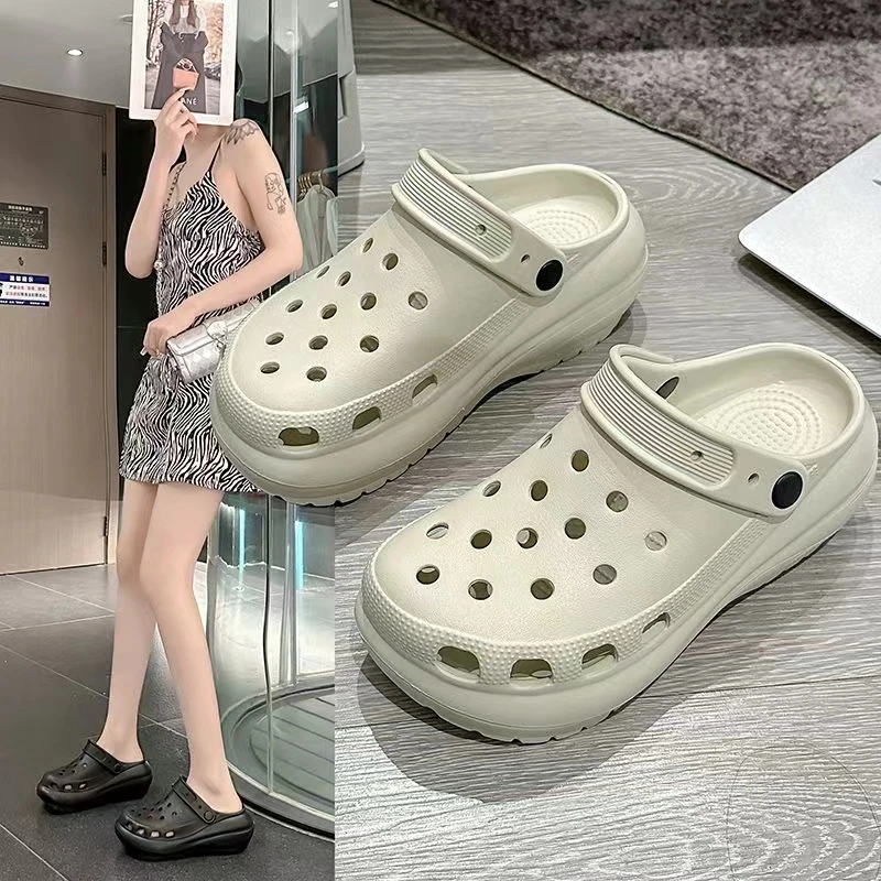 [泡芙款6公分]高颜值光轮洞洞鞋外穿透气踩屎感轻便防滑凉拖鞋