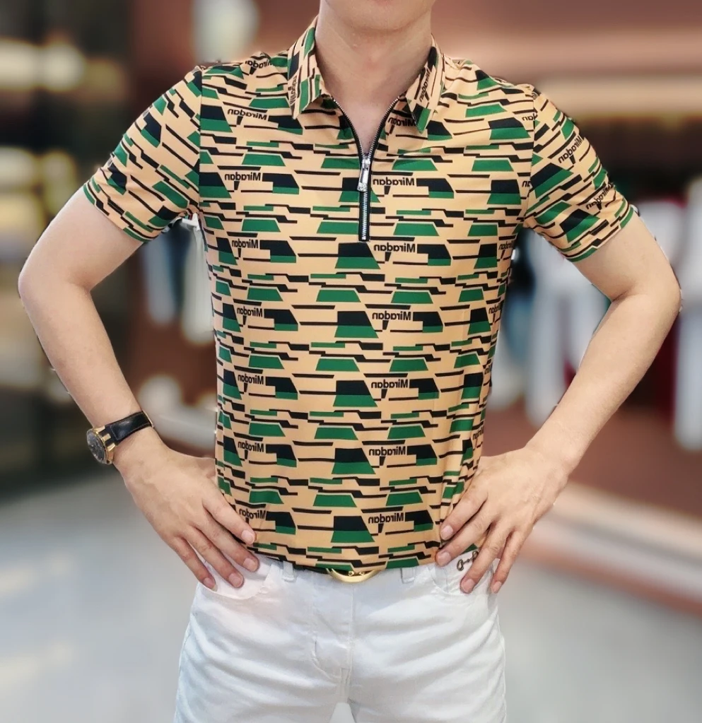 憾路者家 2024新款夏季男士高品质百搭时尚个性半拉链POLO短袖