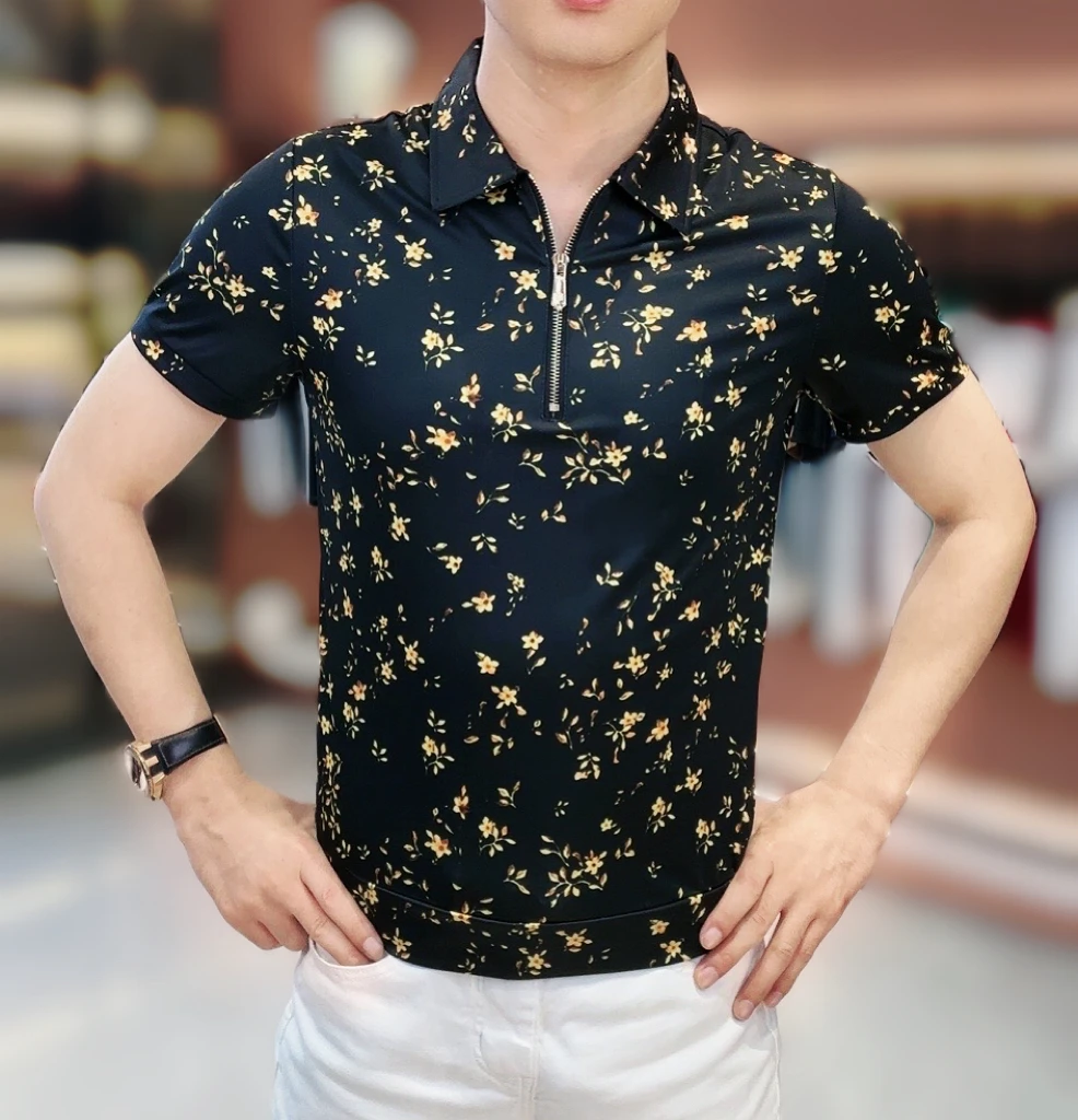 憾路者家 2024新款夏季男士高品质百搭时尚个性半拉链POLO短袖