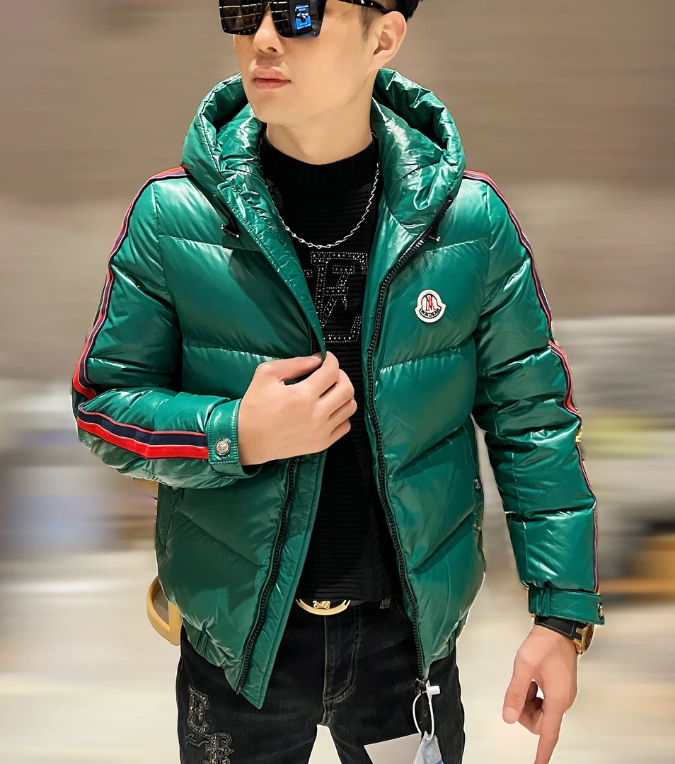 2023冬季新款男士翻领轻奢高定连帽羽绒服加厚抗寒保暖白鸭绒休闲