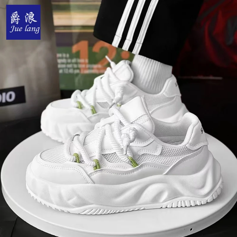 爵浪爆款男鞋2025新款春季百搭厚底休闲板鞋男士增高小白运动潮鞋