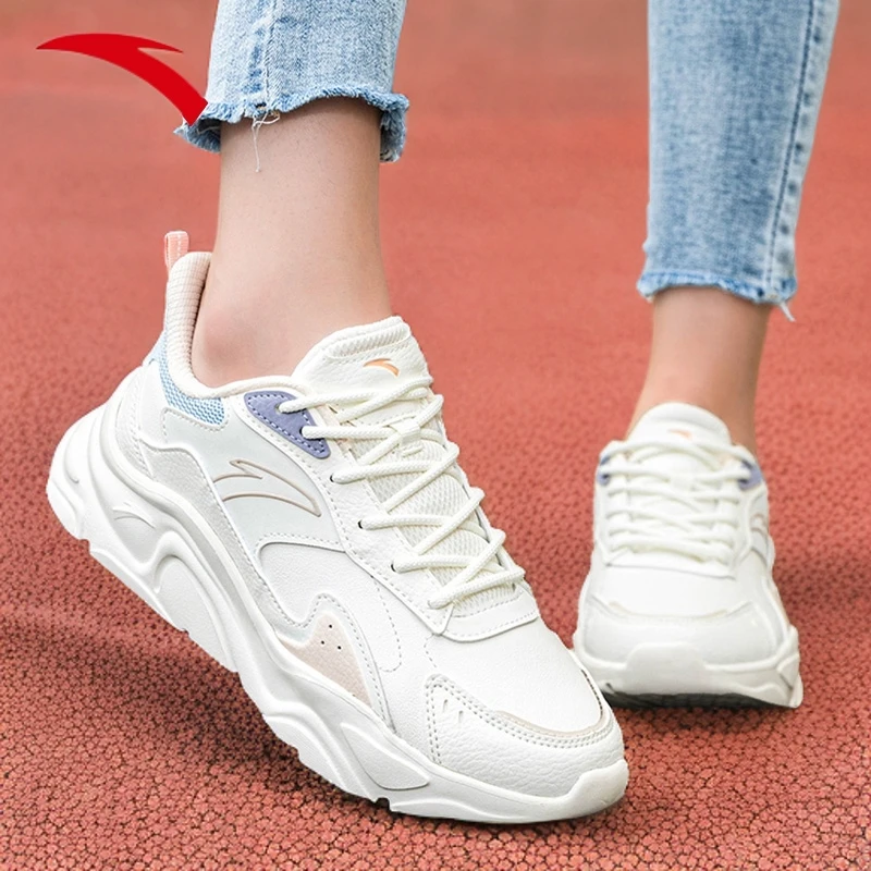 安踏女鞋小千禧休闲鞋2025夏季新款网鞋妈妈软底老爹鞋轻便运动鞋