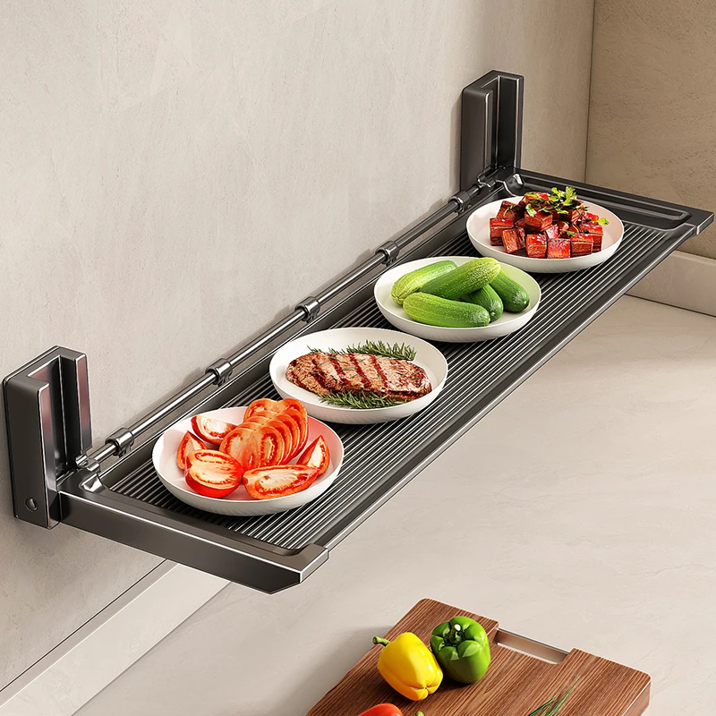 优勤厨房备菜置物架可折叠加宽配菜盘壁挂式免打孔多功能收纳架子