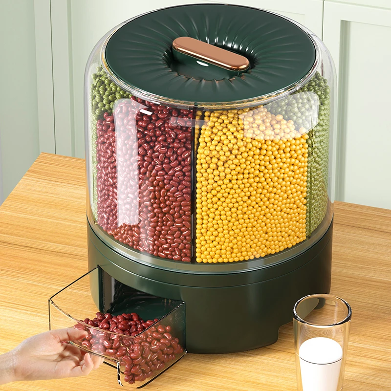 优勤密封装20大米缸米箱五谷杂粮收纳盒旋转杂粮桶储存按压保鲜