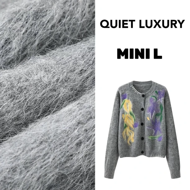 『 Mini L 』“莫奈花园”羊毛针织刺绣小开衫外套