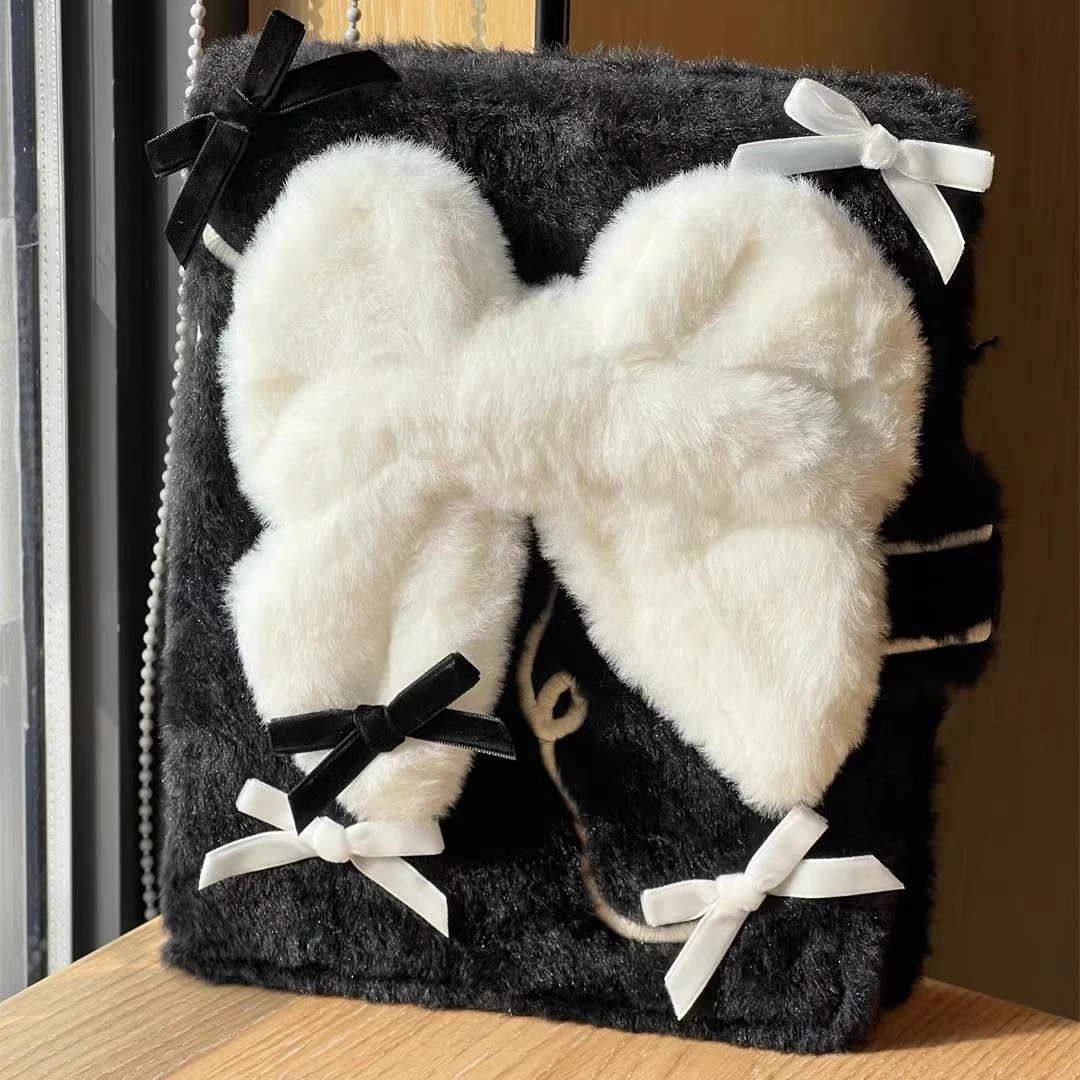 黑色少女心蝴蝶结a5毛绒卡册活页收纳册