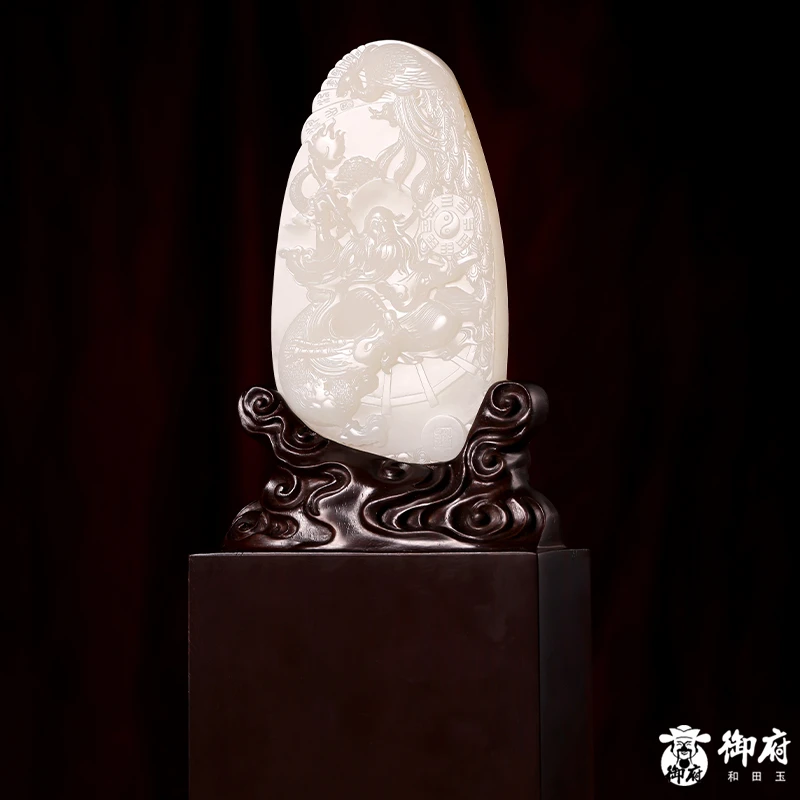 付雪飞大师和田玉 摆件 伏羲八卦 精雕 手工