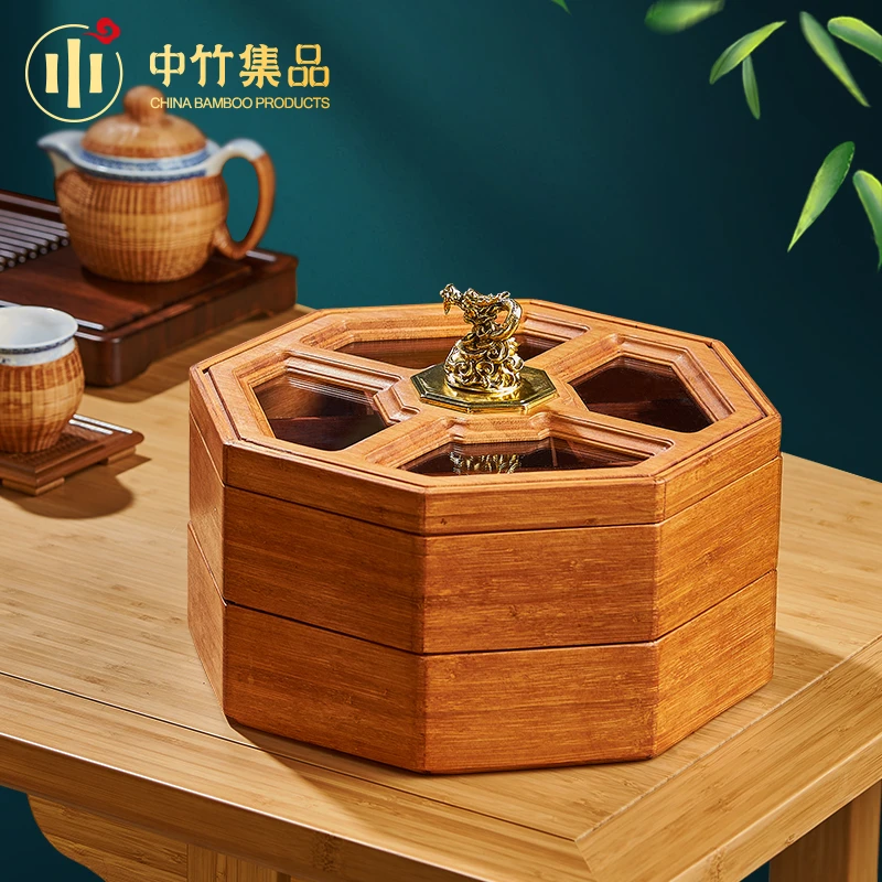 果盘家用客厅茶几干果盘糖果盒网红爆款零食摆放盘分格密封收纳盒