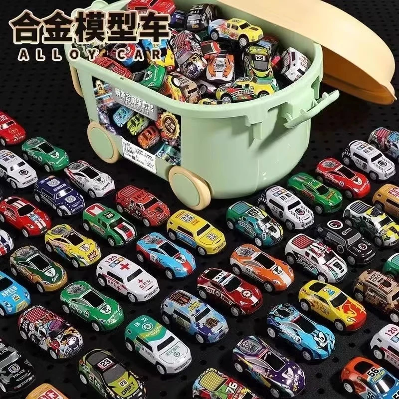 【100只装合金车】合金小汽车回力车儿童玩具车模型迷你车男孩惯性3