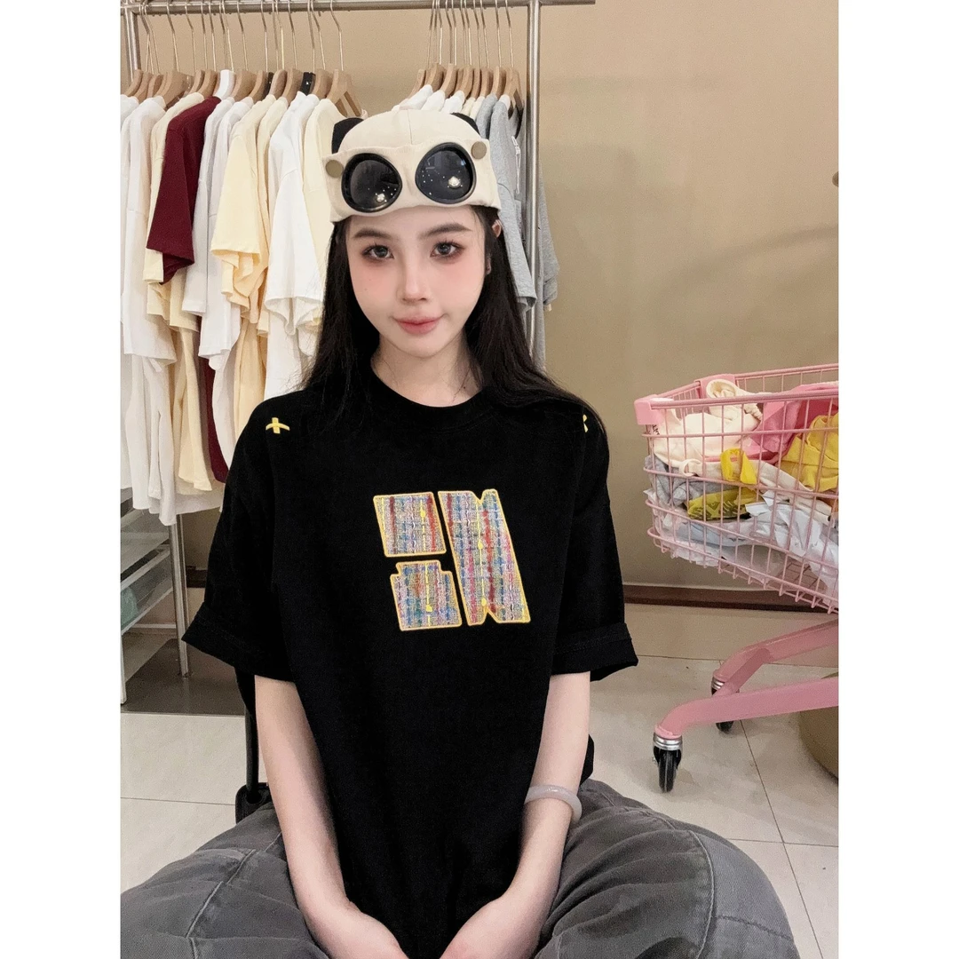 【新款】印花春夏新款复古美式设计感韩版260克上衣小众风短袖