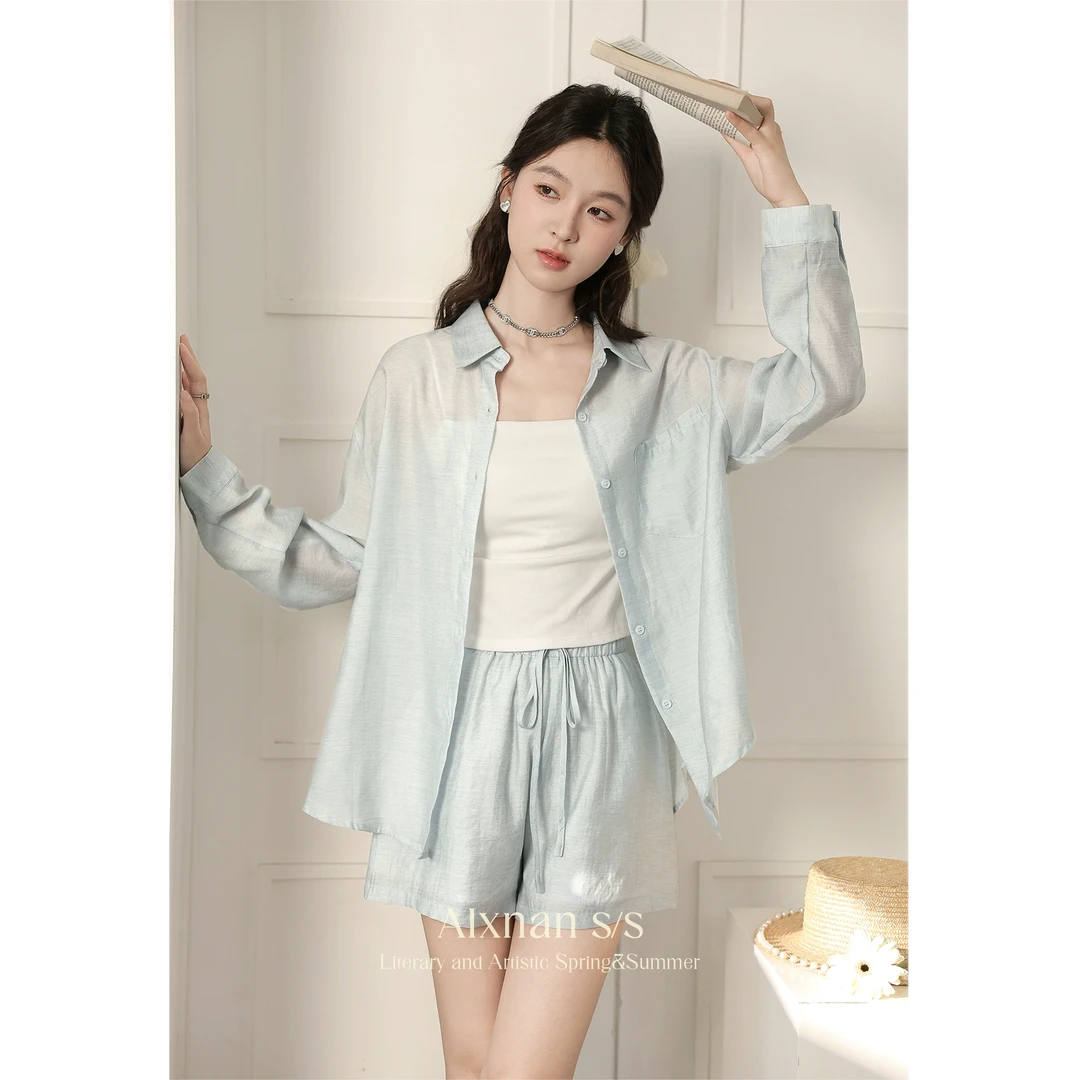 【粉丝福利】鹿向南「海岛之恋」通勤百搭时尚024新款气质衬衫L38127