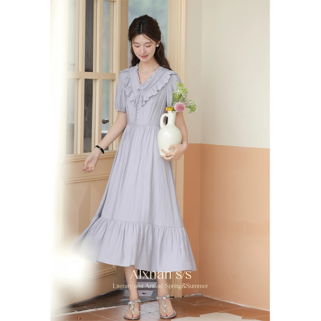 【粉丝福利】鹿向南《夏日画廊》夏季气质通勤法式温柔连衣裙L35216