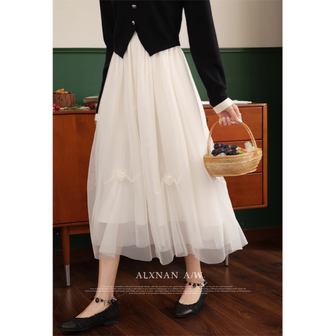 【粉丝福利】鹿向南《圆舞曲》气质高腰温柔风显瘦半身裙女LXN31199