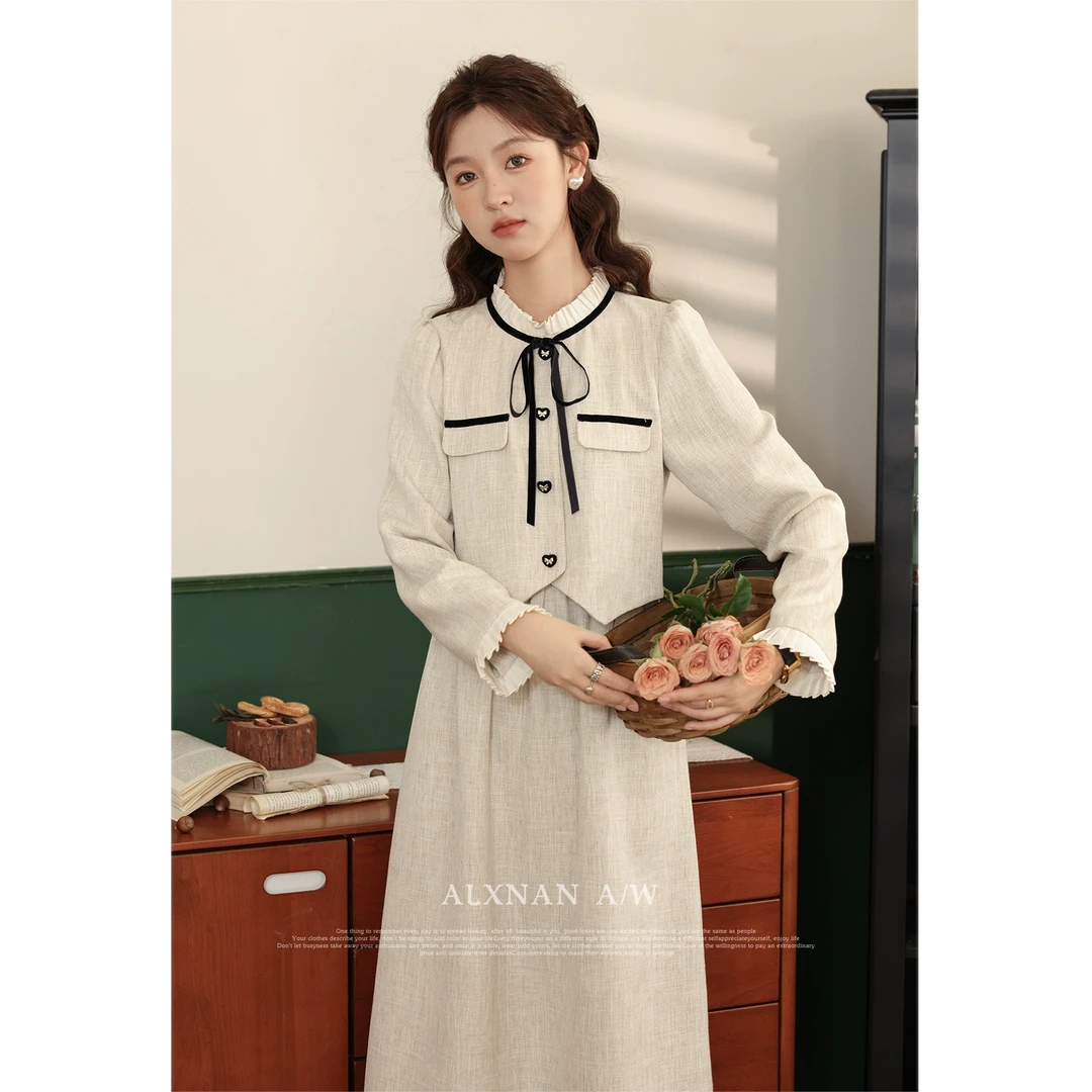 【粉丝福利】鹿向南《佛罗伦萨黄昏》连衣裙秋冬季气质裙女LXN32612