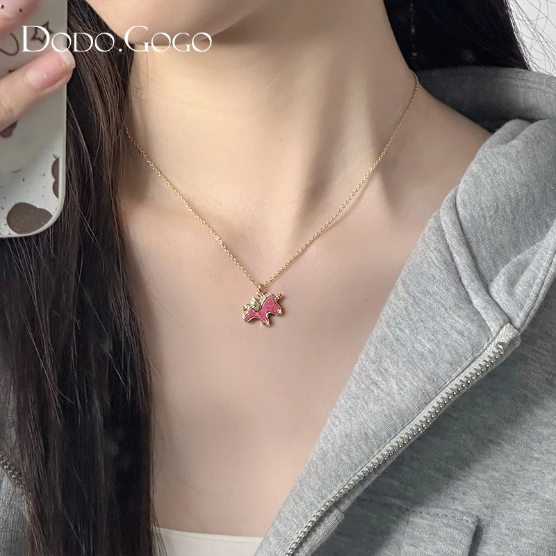 DODOGOGO 合金项链 气质轻奢时尚可爱小众彩色ins甜美少女心项链