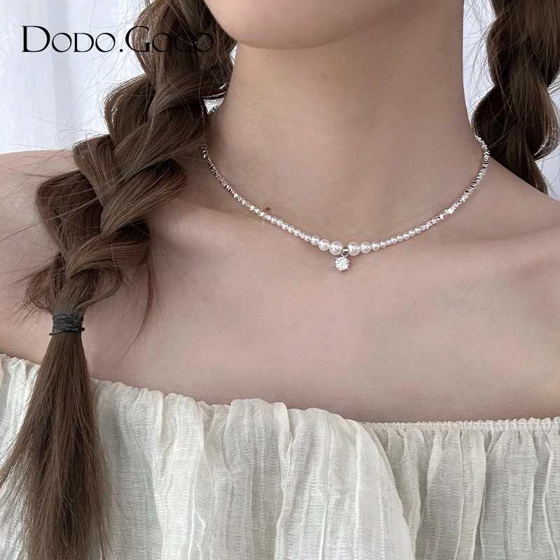 DODOGOGO 合金仿珍珠项链 气质轻奢百搭复古法式简约ins项链
