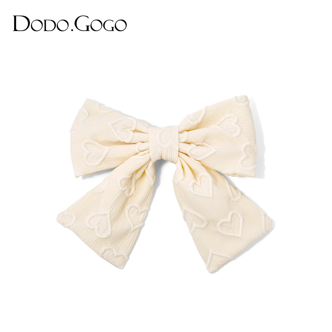 DODOGOGO 非金属布艺发饰 爱心印花蝴蝶结发夹后脑勺可爱发卡顶夹