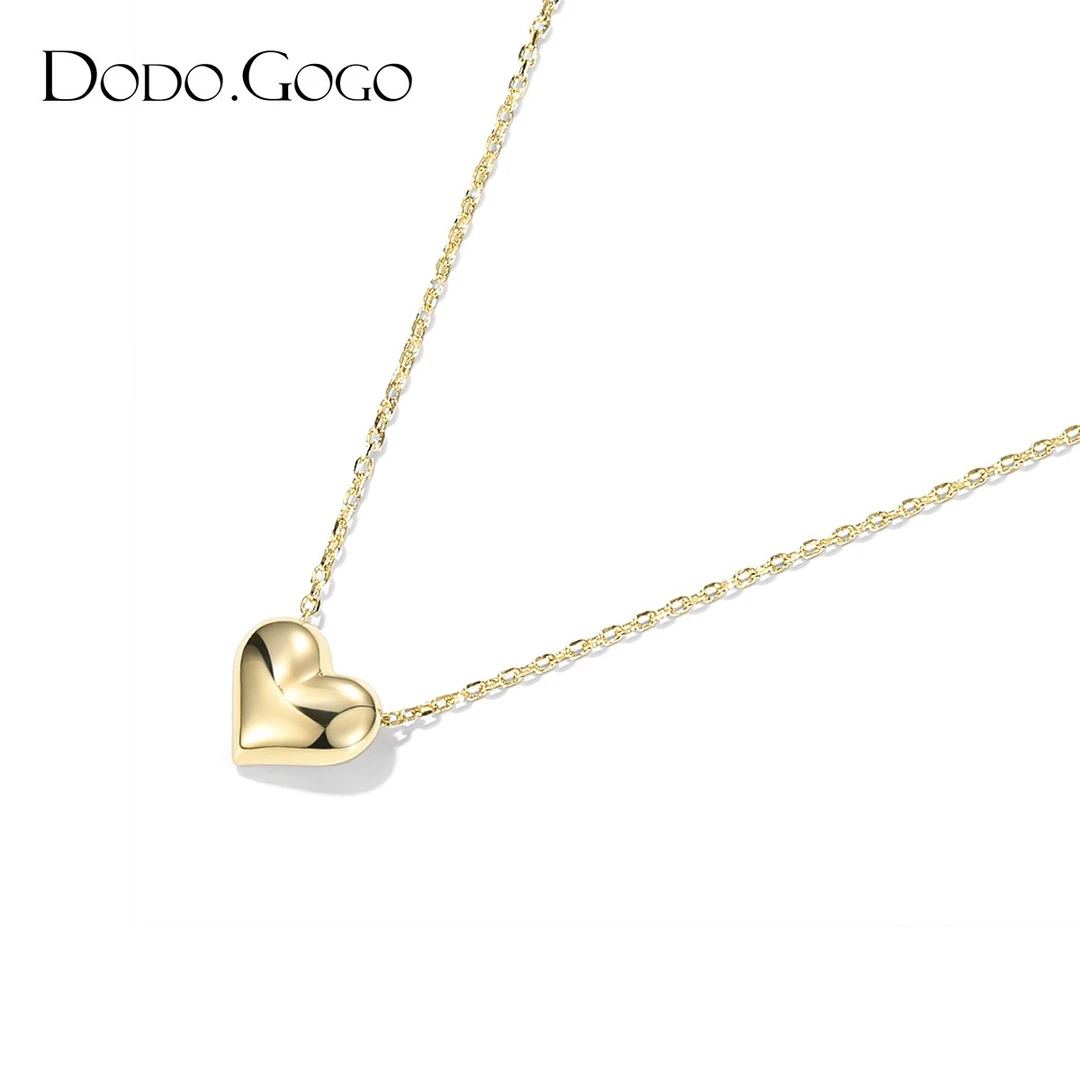 DODOGOGO 铜合金项链 简约五金女孩爱心颈链小众设计时尚锁骨链