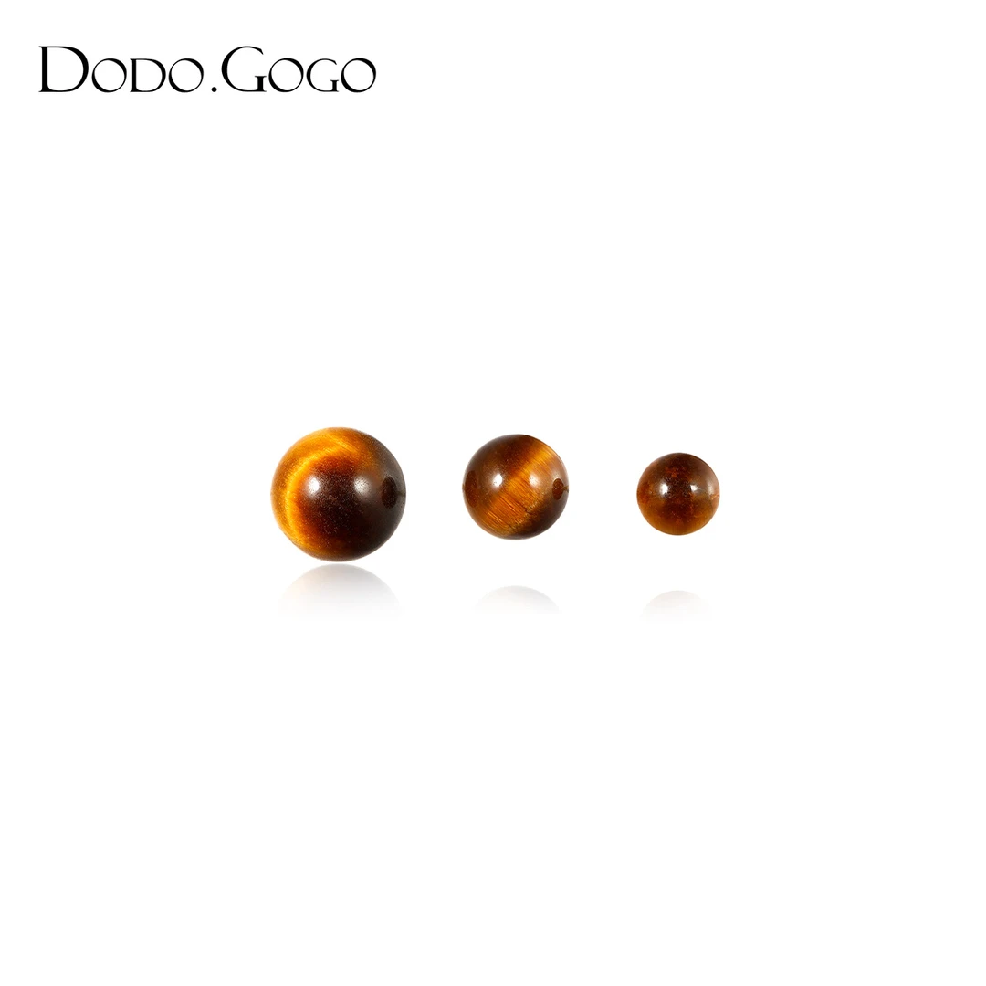 DODOGOGO 合金耳饰 虎眼石圆珠耳钉女复古高级感简约时尚秋冬耳环