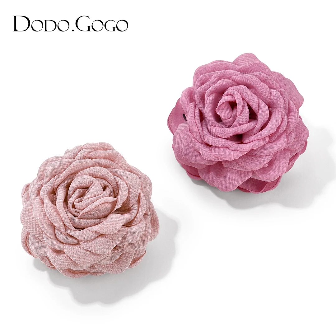 【dodogogo】玫瑰花双面发抓+深粉/浅粉抓夹双面布艺玫瑰花朵发夹