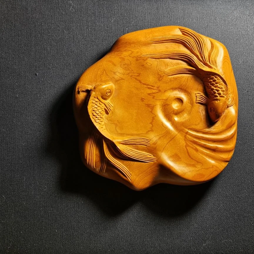 四大名砚裴氏澄泥砚吉祥双鱼砚