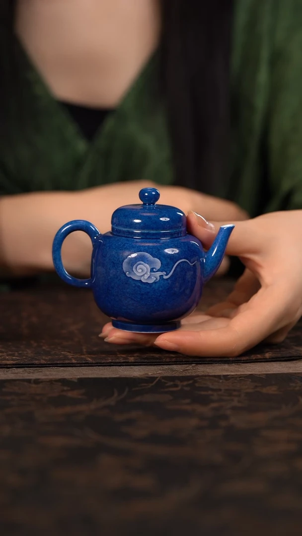 【闪购商品】杯初蓝舍洒蓝祥云小壶