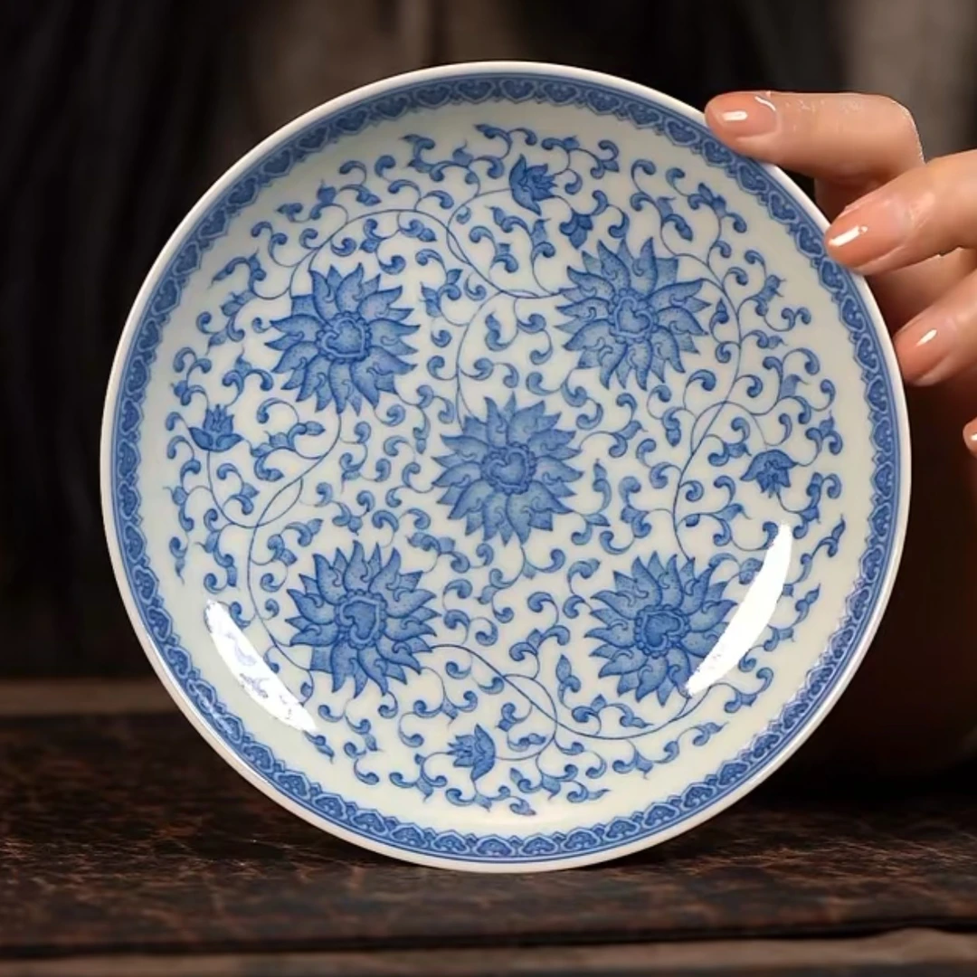 【品遗敬仁】聚澜堂手绘青花点工缠枝莲壶承