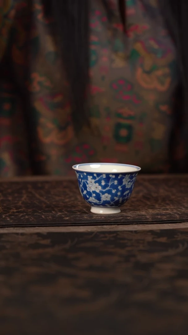 【闪购商品】杯聚澜堂蓝地冰梅小脚杯